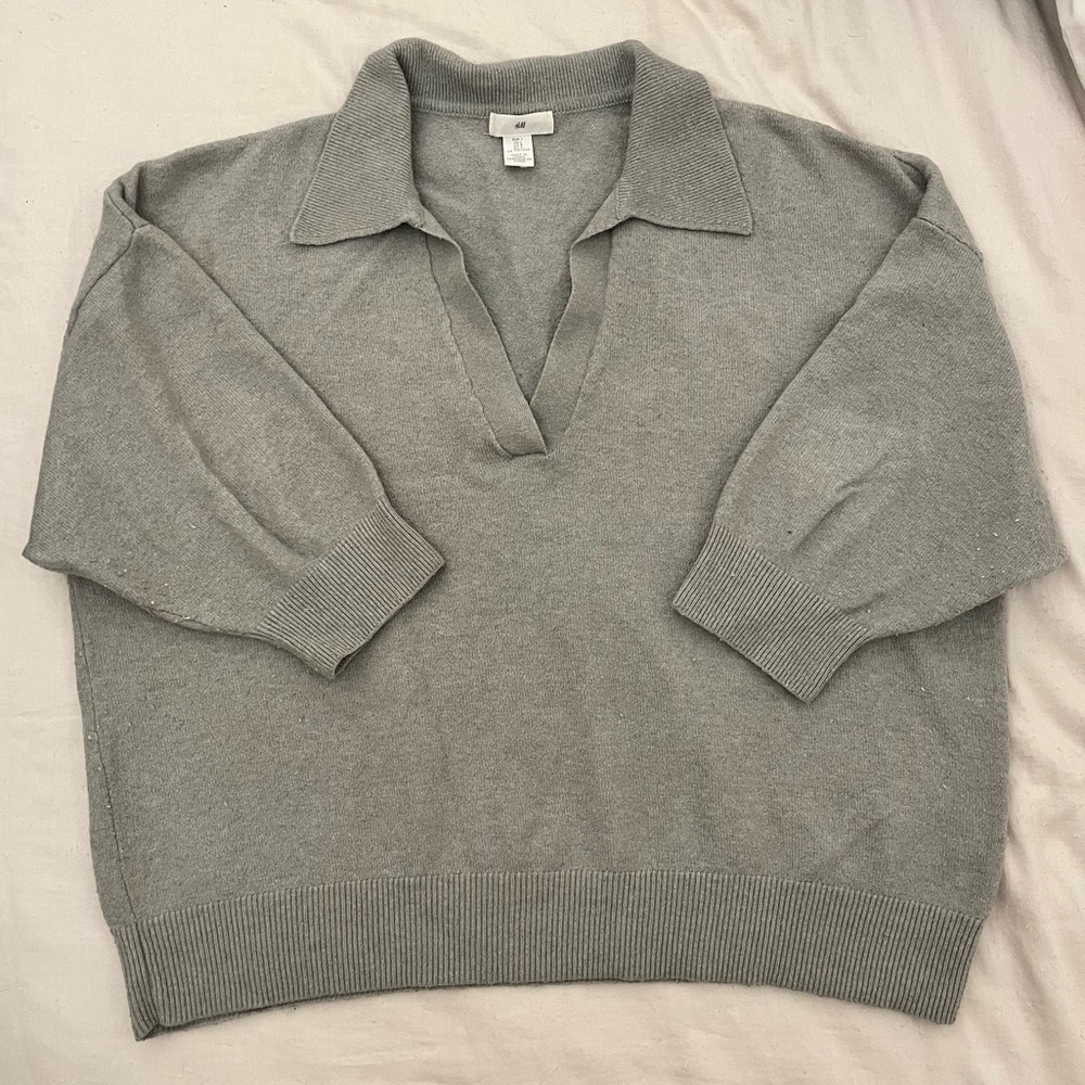 3/4 Sleeve Collared Sweater